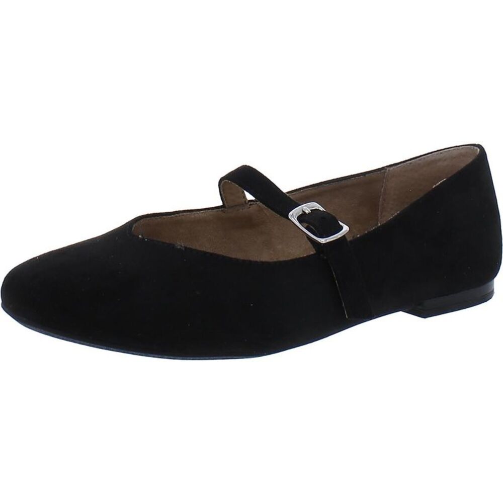 Me Too Womens Sasha 18 Black Faux Suede Ballet Dressy Mary Janes Shoes Used